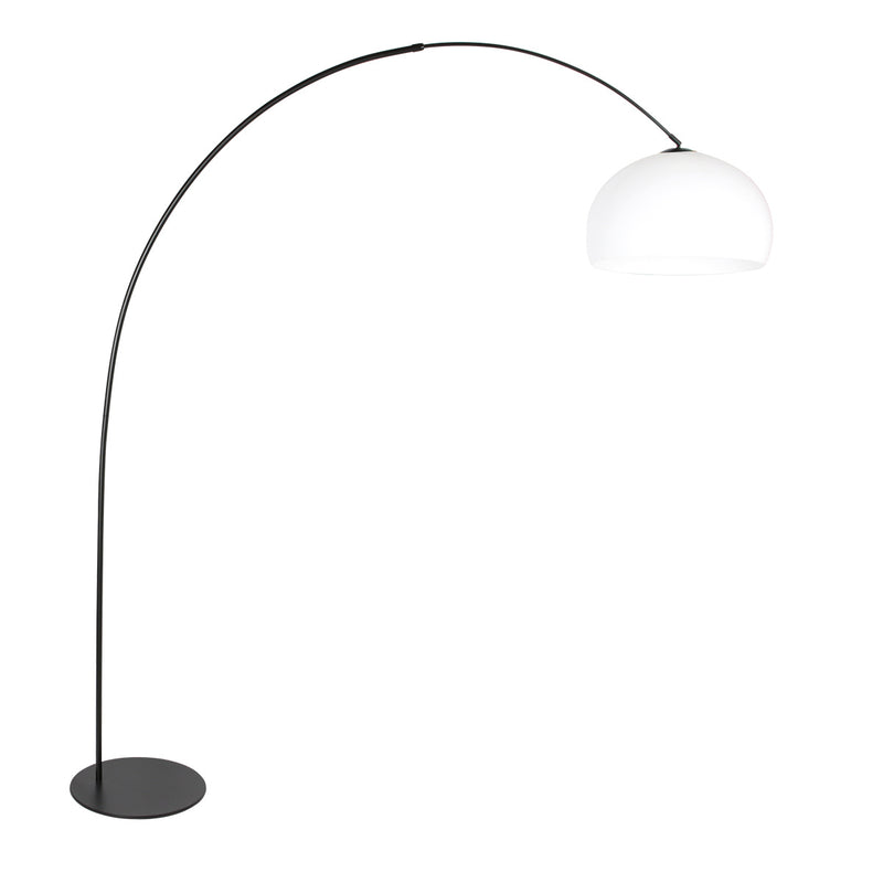 Schwarze Stehleuchte Curve 4259ZW mit kugelförmigem weißem Kunststoffschirm – einzigartiges Design und funktionale Nutzung