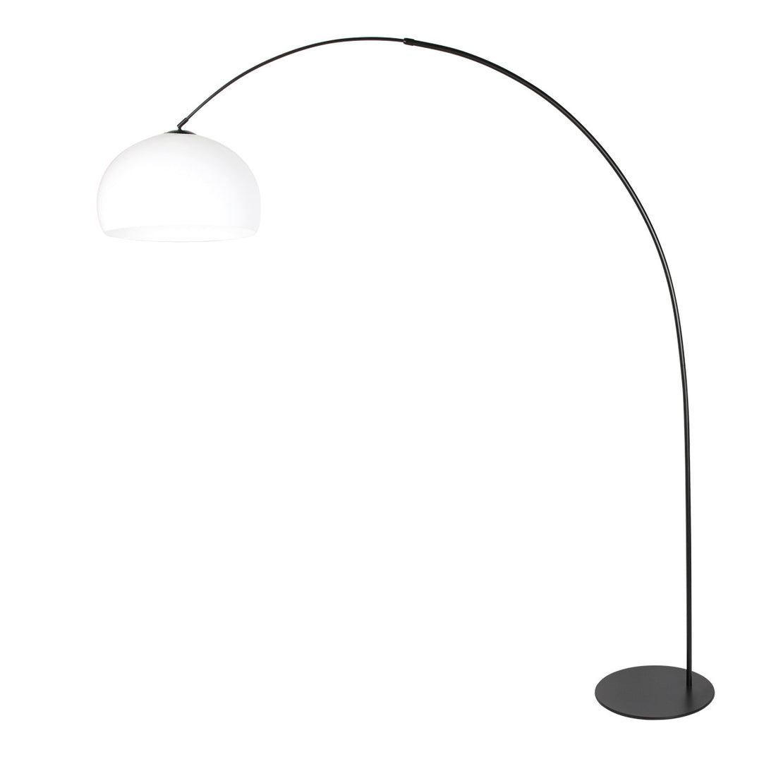 Schwarze Stehleuchte Curve 4259ZW mit kugelförmigem weißem Kunststoffschirm – einzigartiges Design und funktionale Nutzung