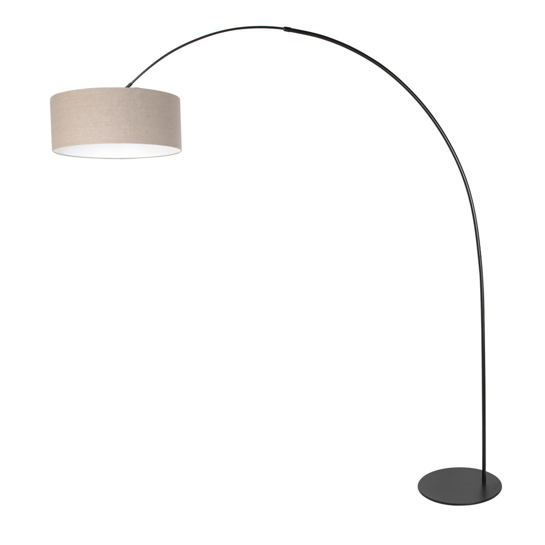 Schwarze Stehleuchte Curve 4268ZW mit grobem grauem Leinenschirm – einzigartiges Design und funktionale Nutzung