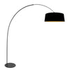 Bogenlampe Curve 4279ZW – eleganter Kontrast in schwarzem Leinen und Gold