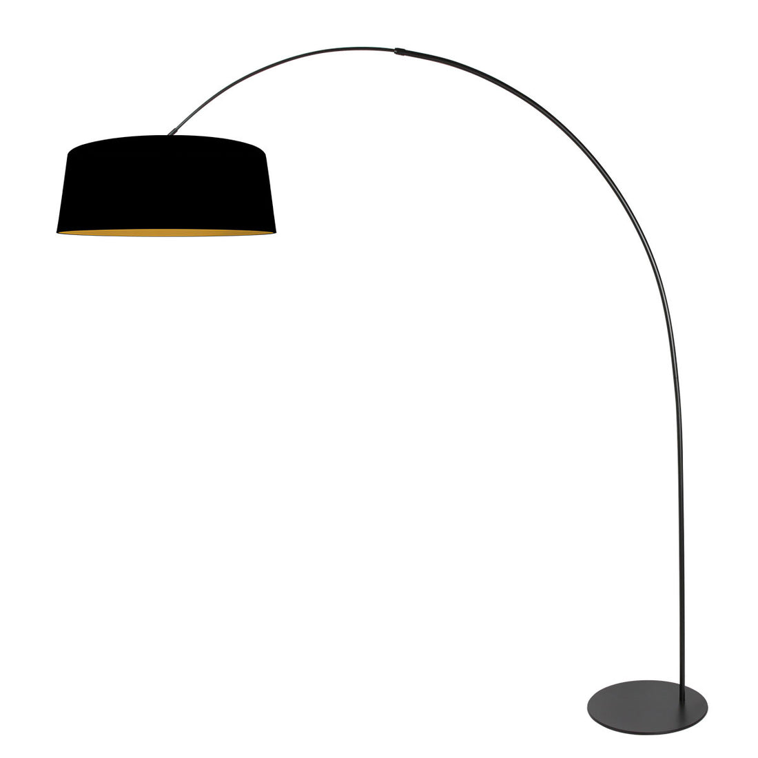 Bogenlampe Curve 4279ZW – eleganter Kontrast in schwarzem Leinen und Gold
