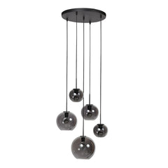 HaloSwap 4281ZW – Schwarze Pendelleuchte mit rauchfarbenem Glas in verspieltem Design