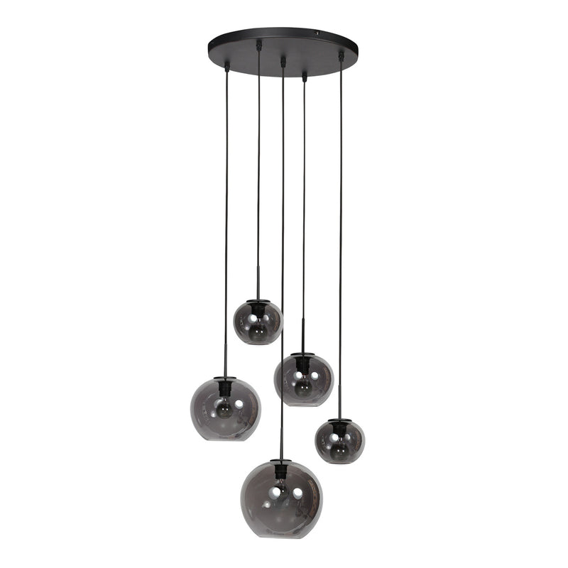 HaloSwap 4281ZW – Schwarze Pendelleuchte mit rauchfarbenem Glas in verspieltem Design