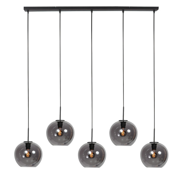 HaloSwap 4288ZW – Längliche schwarze Hängeleuchte mit elegantem Rauchglas