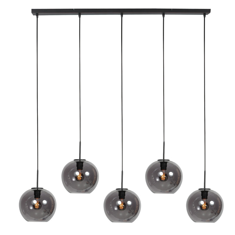 HaloSwap 4288ZW – Längliche schwarze Hängeleuchte mit elegantem Rauchglas