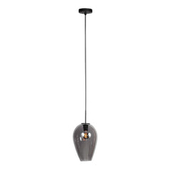 HaloSwap 4289ZW – Schwarze Pendelleuchte mit tropfenförmigem Rauchglas, Ø 22,5 cm