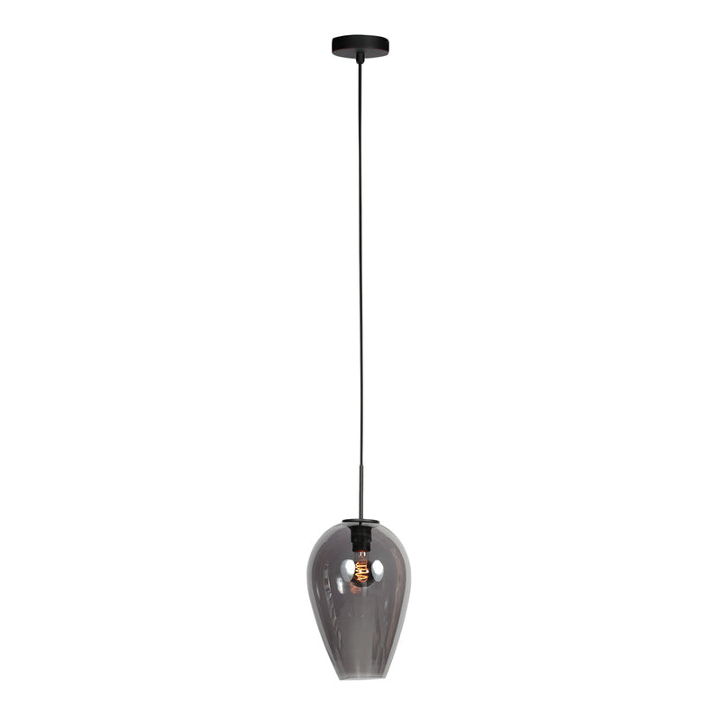 HaloSwap 4289ZW – Schwarze Pendelleuchte mit tropfenförmigem Rauchglas, Ø 22,5 cm
