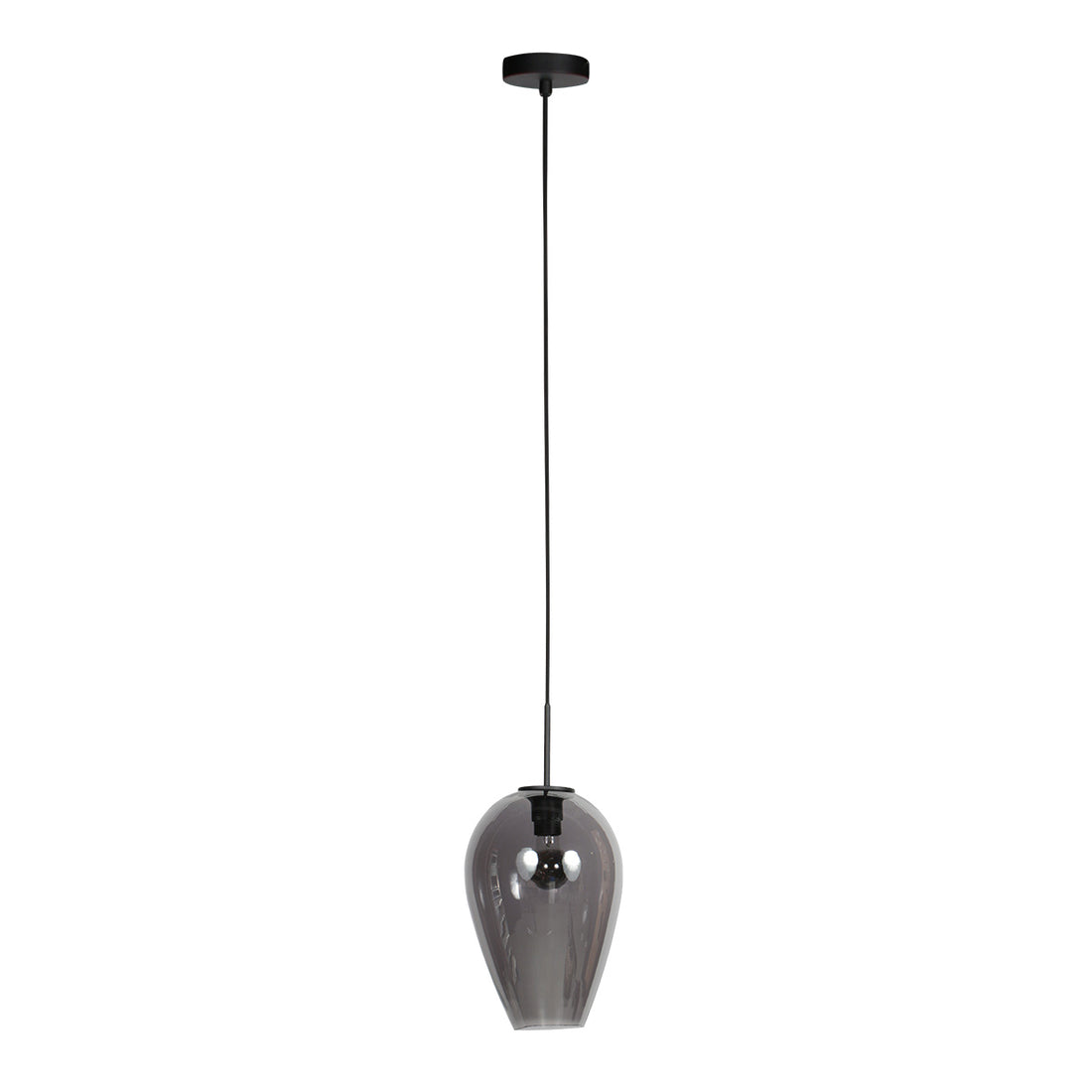 HaloSwap 4289ZW – Schwarze Pendelleuchte mit tropfenförmigem Rauchglas, Ø 22,5 cm