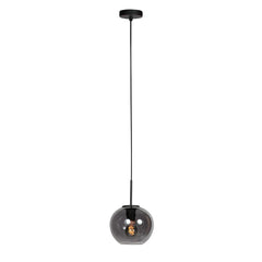 HaloSwap 4292ZW – Schwarze Pendelleuchte mit rauchfarbenem Glaskugel-Schirm, Durchmesser 20 cm