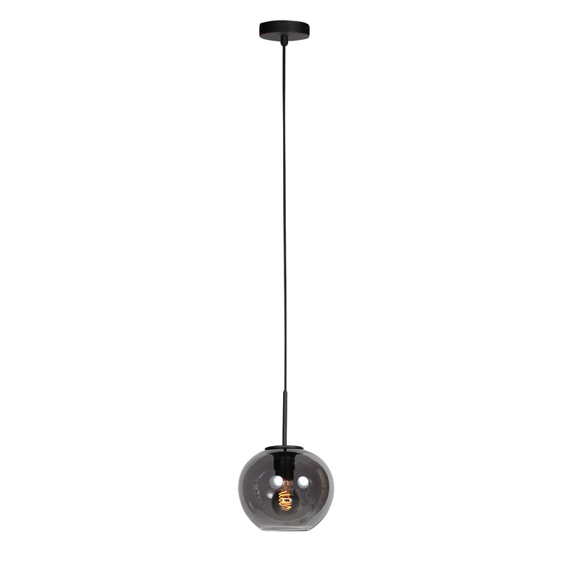 HaloSwap 4292ZW – Schwarze Pendelleuchte mit rauchfarbenem Glaskugel-Schirm, Durchmesser 20 cm