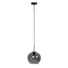 HaloSwap 4293ZW – schwarze Pendelleuchte mit rauchfarbener Glaskugel, 25 cm Durchmesser