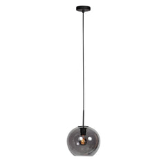 HaloSwap 4293ZW – schwarze Pendelleuchte mit rauchfarbener Glaskugel, 25 cm Durchmesser