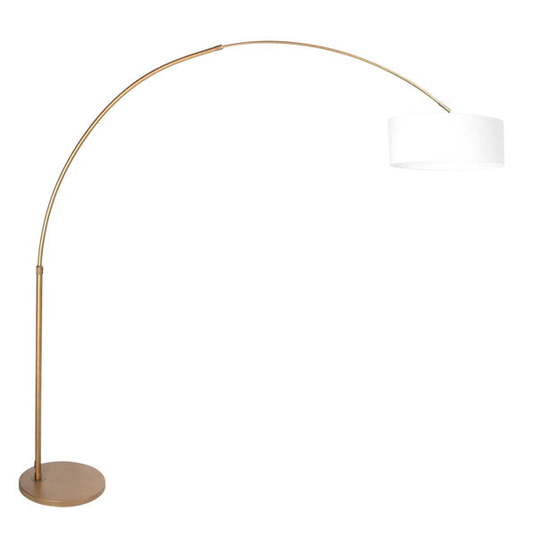 Bogenlampe in Bronzefarben Sparkled Light 4304BR – Elegante Beleuchtung mit dickem Leinen-Lampenschirm