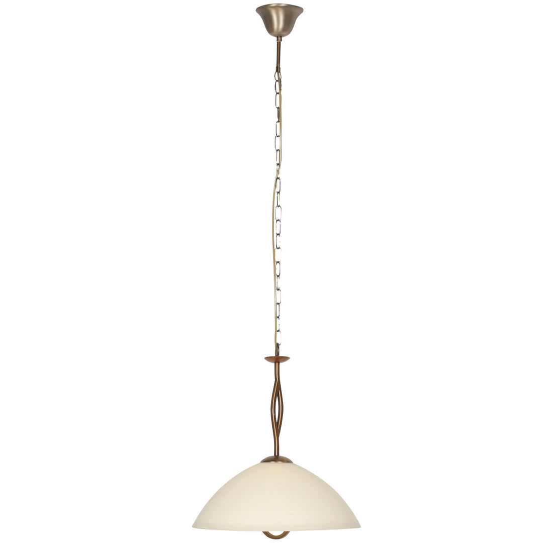 Hängeleuchte cremefarbenes Marmorglas, Kuppelschirm Ø45 Bronze, Esszimmer | Anthéa