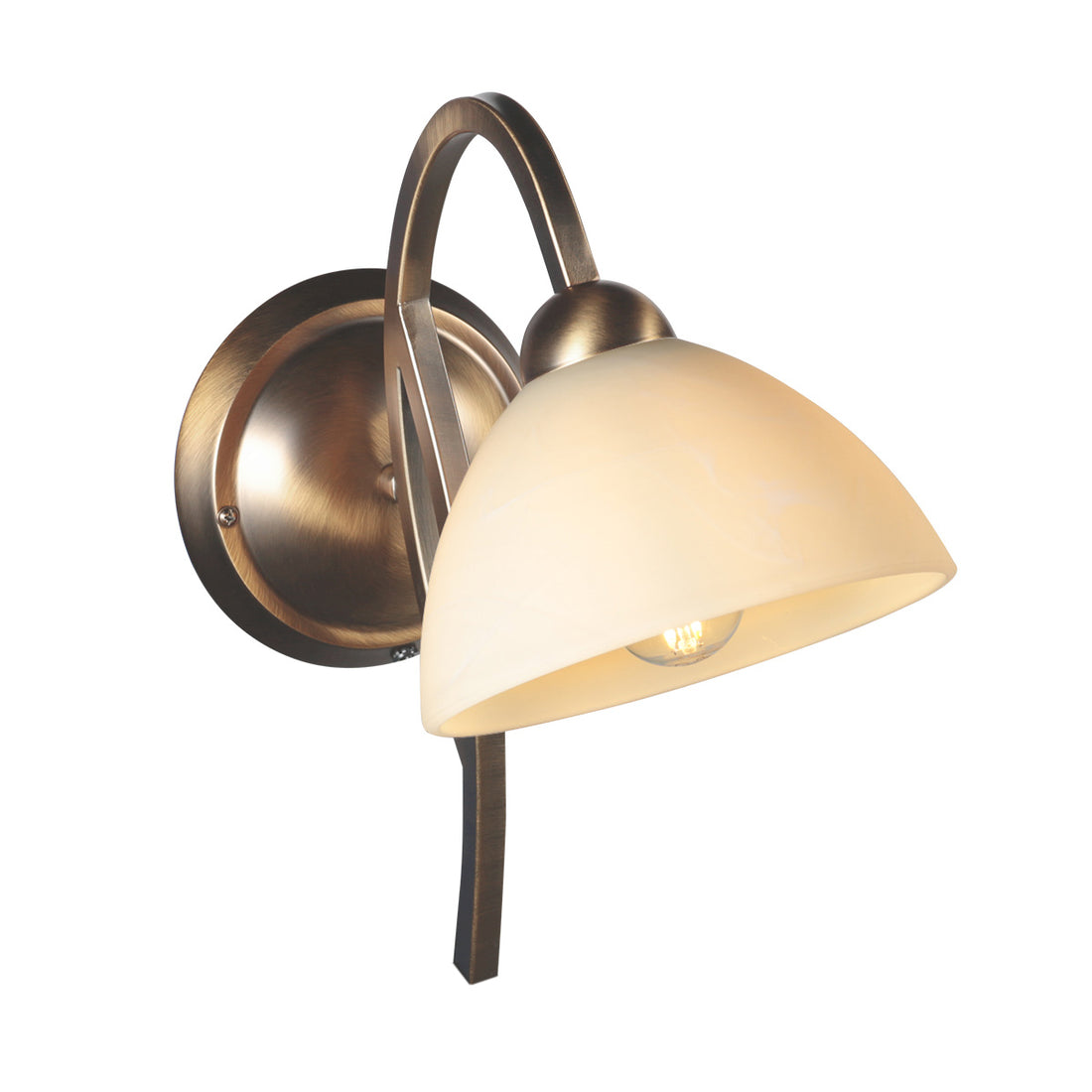 Wandleuchte Bronze, Lampenschirm aus cremefarbenem Marmorglas für Schlafzimmer | Anthéa