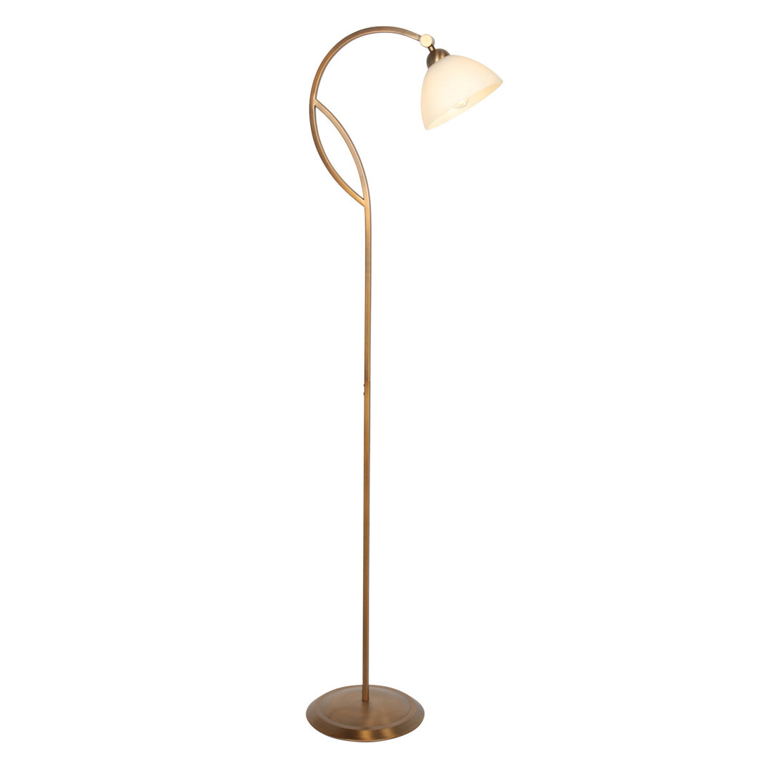 Stehlampe mit Glasschirm in Marmoroptik, Bronze mit Fußschalter | Anthéa