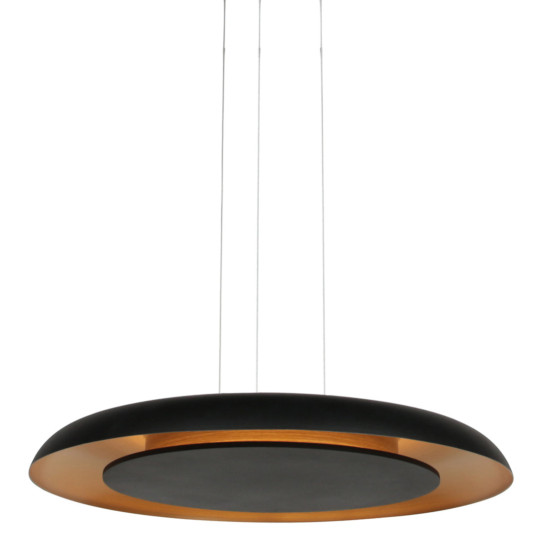 LED-Pendelleuchte für das Esszimmer, mattschwarzer Lampenschirm mit goldener Innenseite, verstellbar | Veil