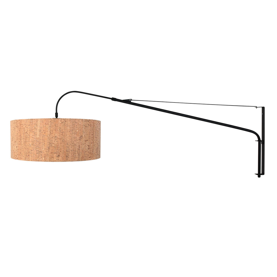 Elegant Classy 4336ZW schwarze Wandleuchte mit Kork-Lampenschirm Ø50 cm
