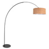 Anne-Curve 4340ZW Bogenleuchte – elegantes Schwarz mit Kork-Lampenschirm Ø 50 cm