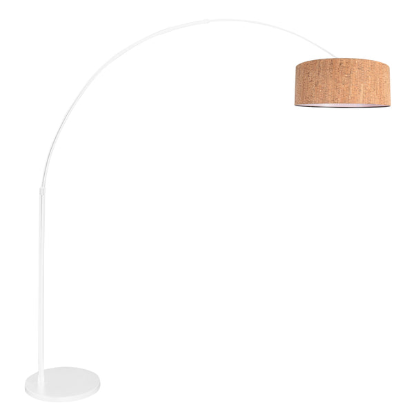 Sparkled Light 4341W Bogenlampe – weißes Gestell mit Kork-Lampenschirm Ø40 cm