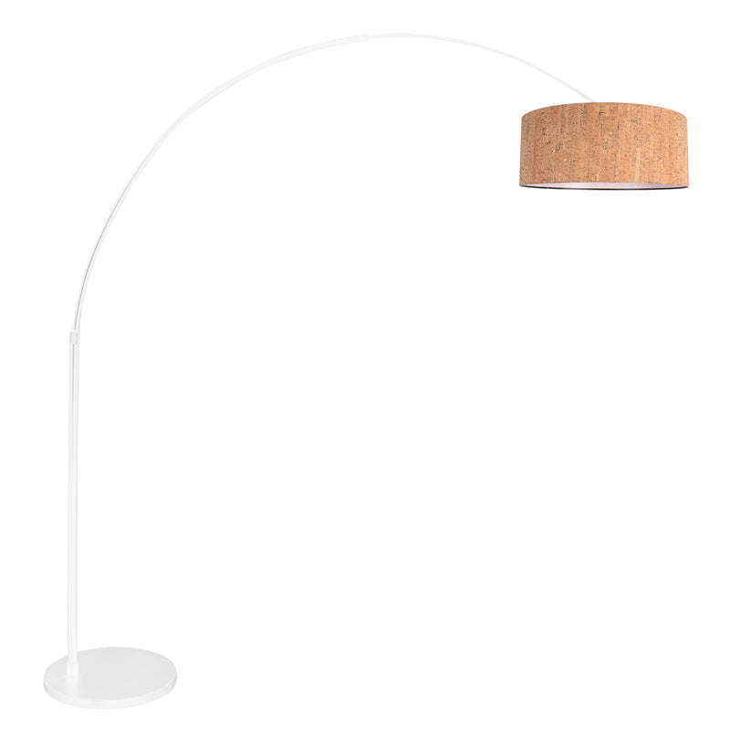 Sparkled Light 4341W Bogenlampe – weißes Gestell mit Kork-Lampenschirm Ø40 cm