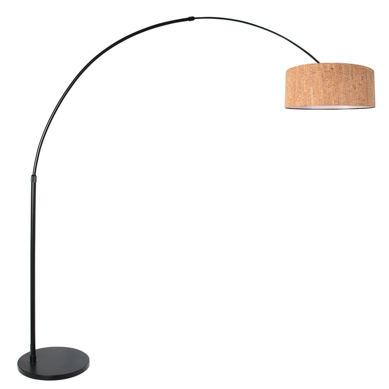 Sparkled Light 4342ZW Bogenlampe – Schwarz mit Kork-Lampenschirm Ø40 cm
