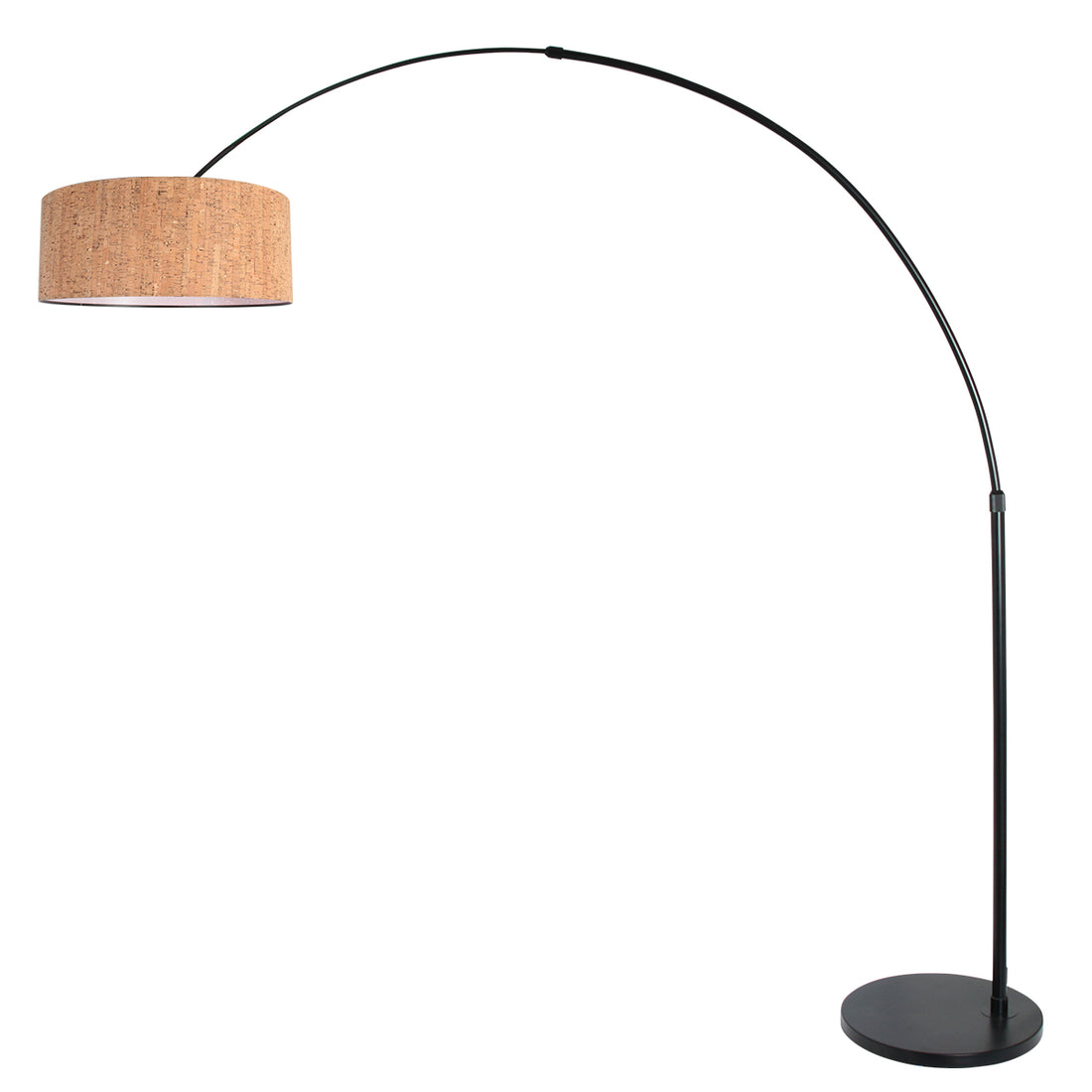 Sparkled Light 4342ZW Bogenlampe – Schwarz mit Kork-Lampenschirm Ø40 cm
