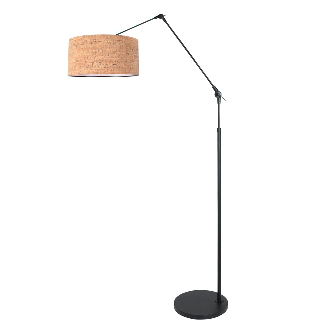 Bogenstehleuchte mit Leselicht, schwenkbarer Kork-Lampenschirm Ø 40 cm, Wohnzimmer | Korvik