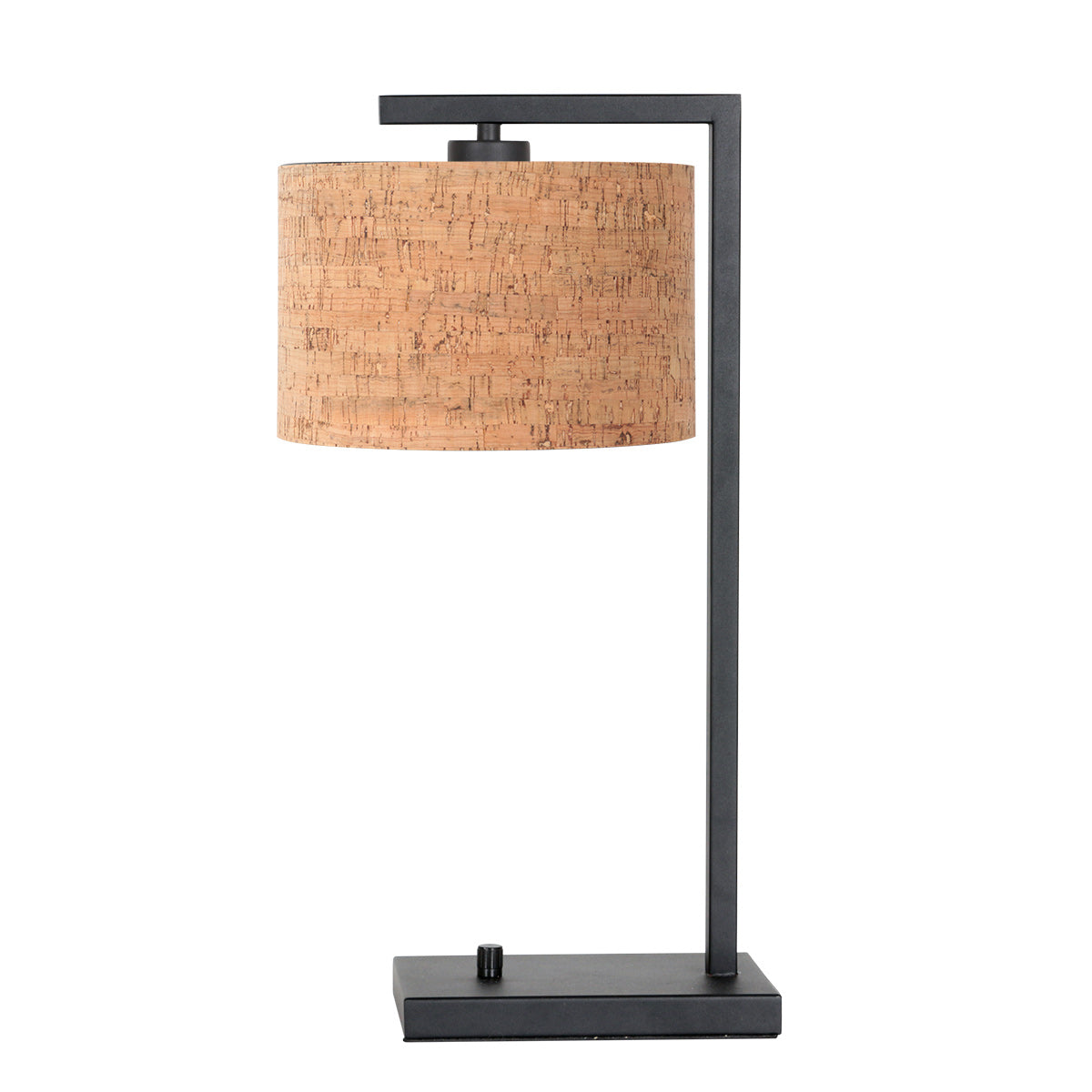 Même lampe de trois quarts, le bras décalé laisse voir l'abat-jour de profil