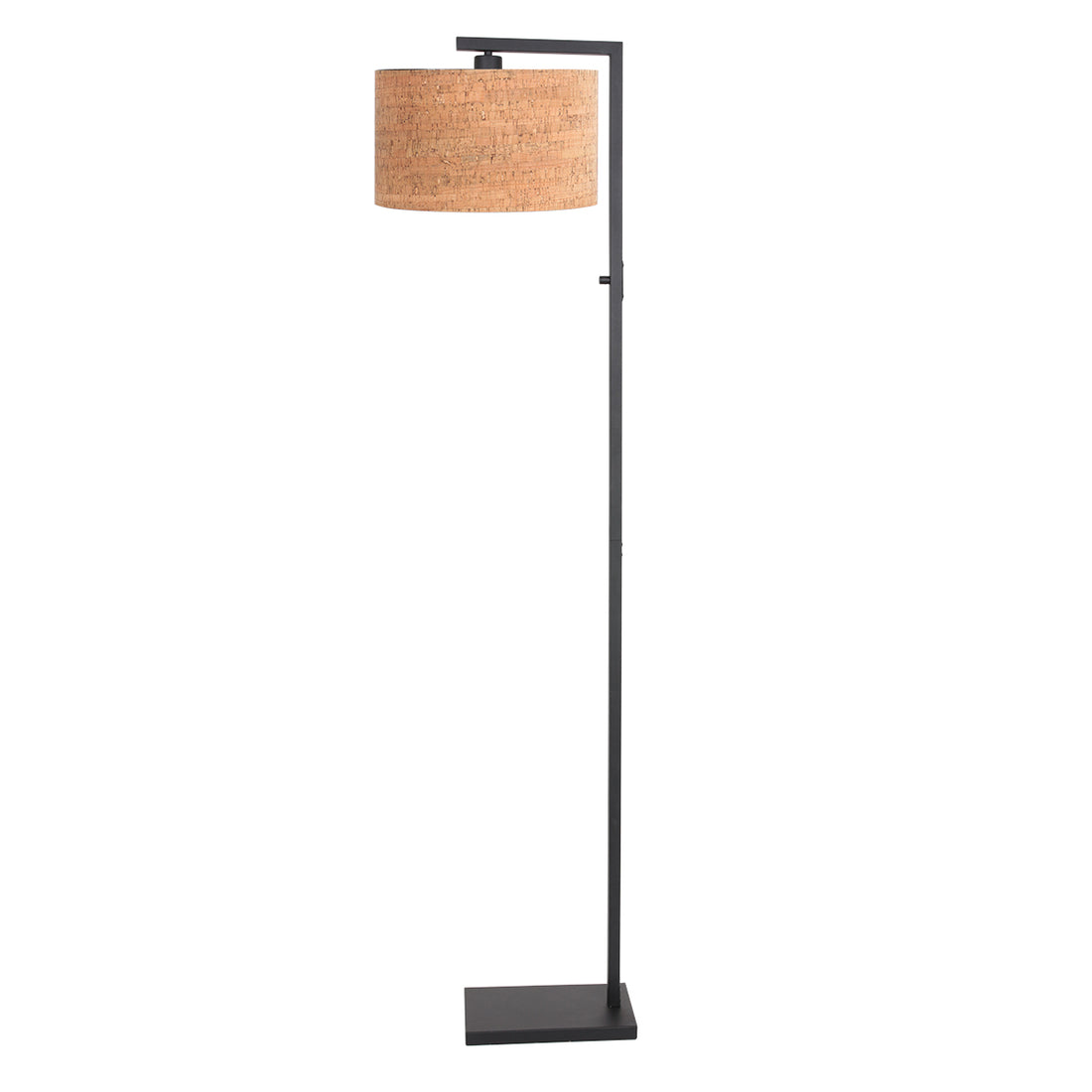 Skandinavische Stehlampe schwarz, Lampenschirm aus Kork, Wohnzimmer-Leselampe | Stang
