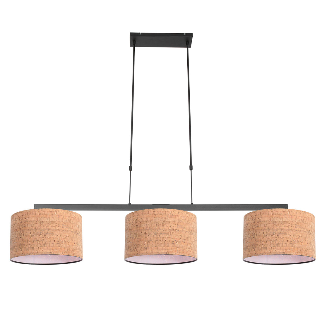 Kork-Hängeleuchte mit 3 Lichtquellen, schwarze Stange für das Esszimmer | Steinhauer