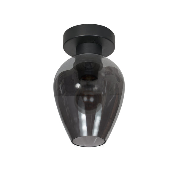 Deckenleuchte Bloeba 4372ZW mit tropfenförmigem Rauchglasschirm Ø15 cm