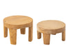 Runde Tische aus naturfarbenem Teakholz