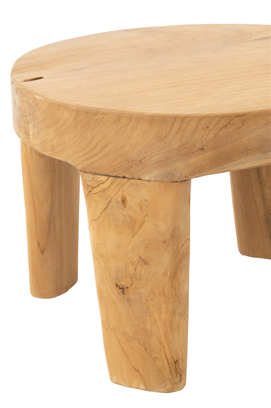 Runde Tische aus naturfarbenem Teakholz