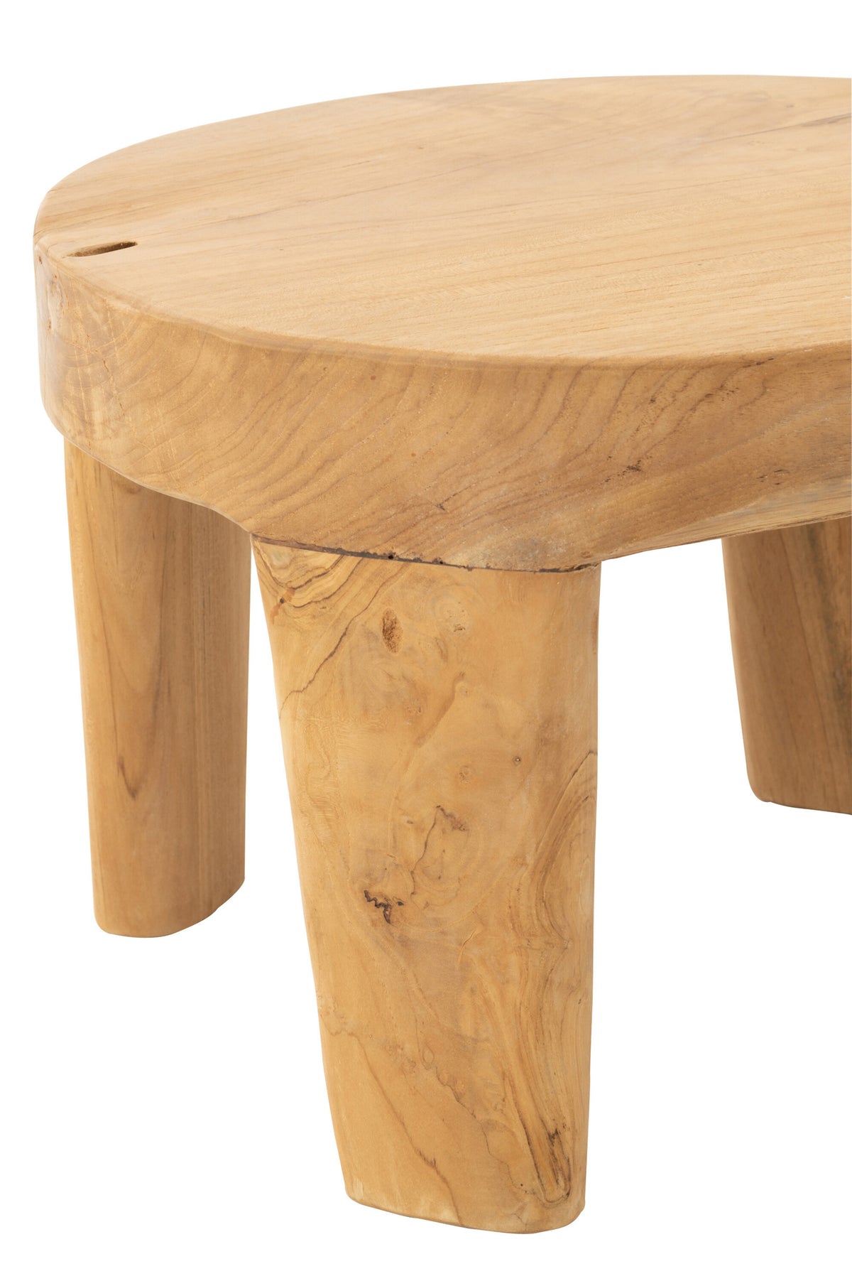 Runde Tische aus naturfarbenem Teakholz