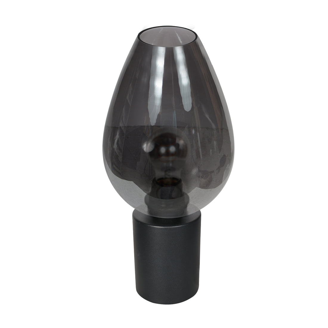 Tischleuchte Rauchglas, tropfenförmiger Lampenschirm Ø 22,5 cm | Bloeba