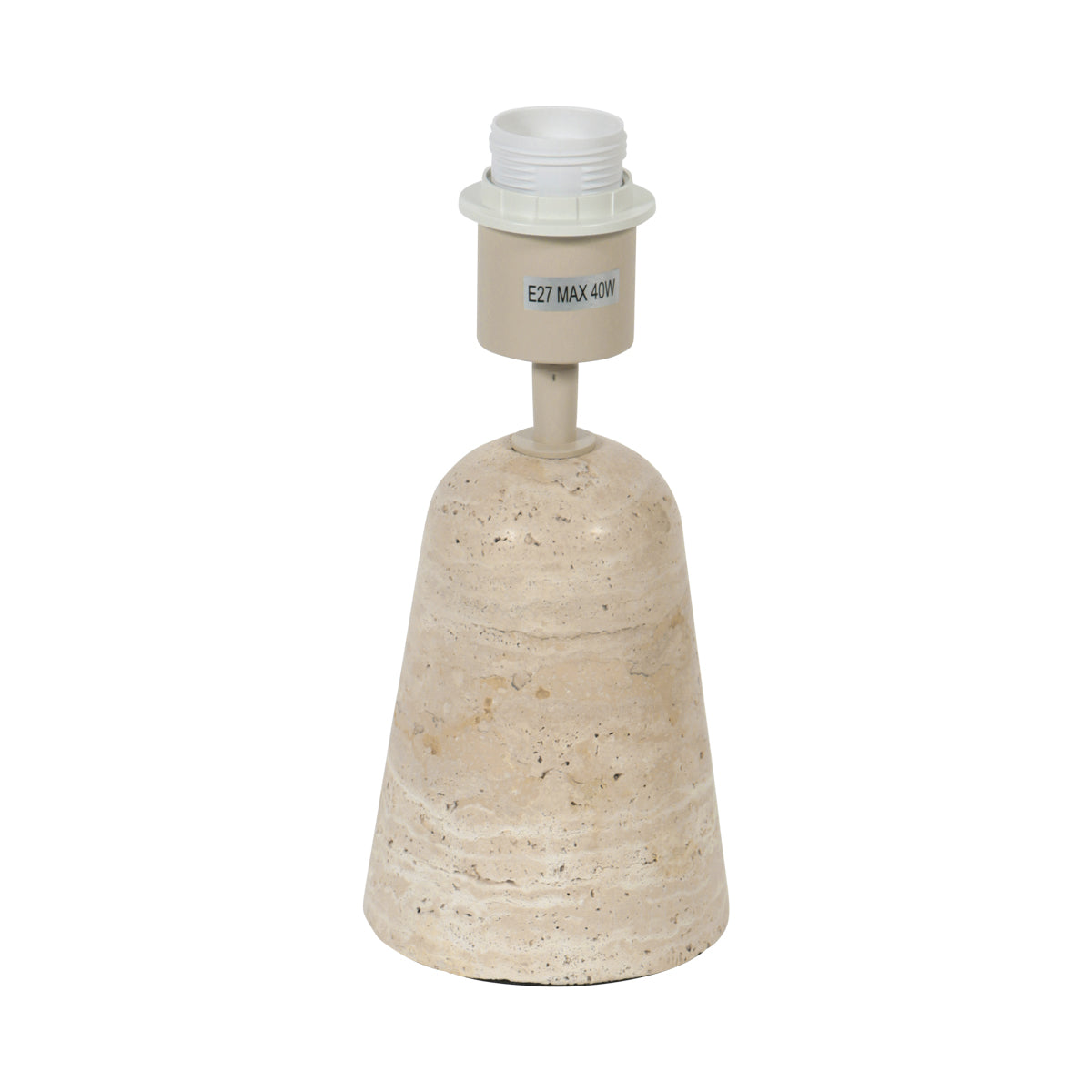 Pied de lampe travertin compact, douille E27 max 40W