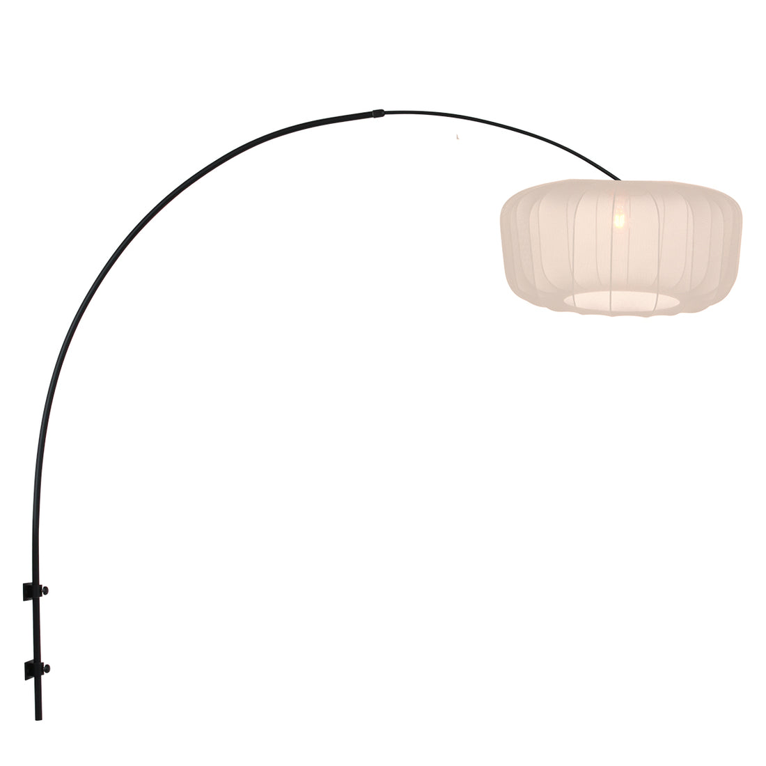 Wandleuchte Bogen, plissierter weißer Lampenschirm, Ø 60 cm | Solyn