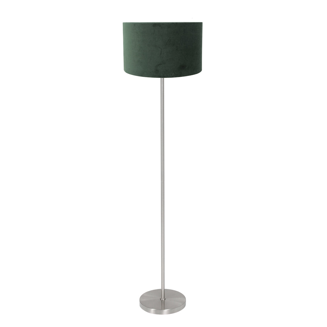 Stehlampe Noor 4434ST – gebürsteter Stahl mit grünem Samtschirm