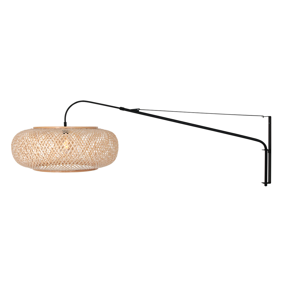Wandleuchte Bambus, schwenkbarer Arm, Lampenschirm Ø60 | Elegant Classy