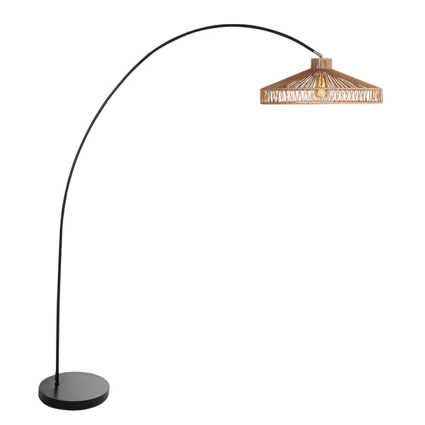 Stehlampe Solva 4469ZW mit schwarzem Fuß und Twine-Lampenschirm