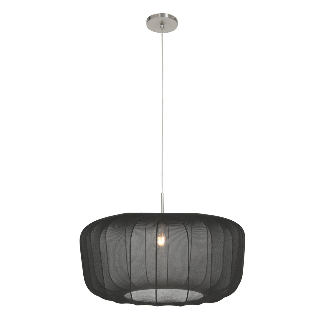 Hängeleuchte Lampenschirm schwarzer Voile-Stoff, Ø 60 cm | Nébra