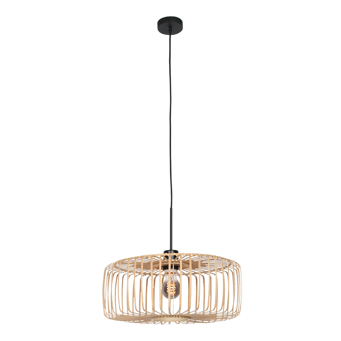 Hängeleuchte Sparkled Light 4474ZW – schwarz mit Bambusschirm Ø40 cm