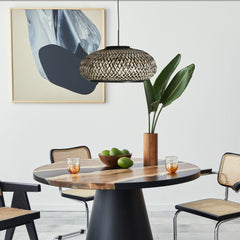 Hängeleuchte Sparkled Light 4476ZW – geflochtener Bambus in Schwarz und Natur