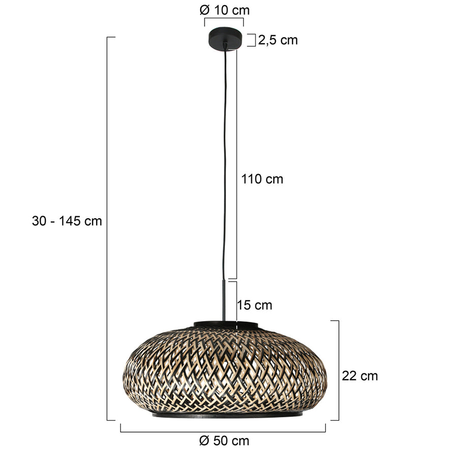 Hängeleuchte Sparkled Light 4476ZW – geflochtener Bambus in Schwarz und Natur