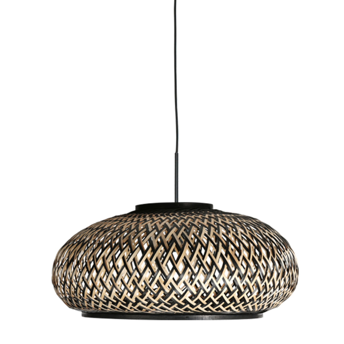 Hängeleuchte Sparkled Light 4476ZW – geflochtener Bambus in Schwarz und Natur