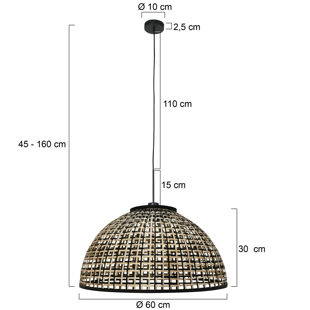 Suspension bambou tressé dôme Sempa – vue 11 – Designix.fr