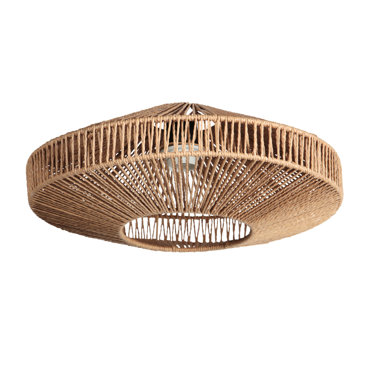 Détail du tressage en corde naturelle de l'abat-jour soucoupe Ø 40 cm