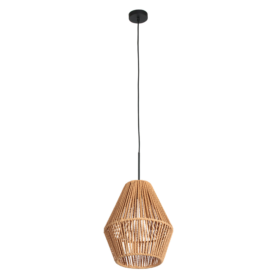 Hängeleuchte, geflochtenes beiges Seil, Diabolo-Lampenschirm Ø 20 cm | Nima