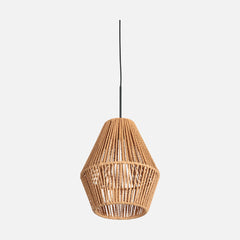 Hängeleuchte, geflochtenes beiges Seil, Diabolo-Lampenschirm Ø 20 cm | Nima